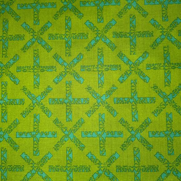 X & + by Alison Glass for Andover Fabric - 1 Yard - Green Plus & Multiply Math - Picture 1 of 8